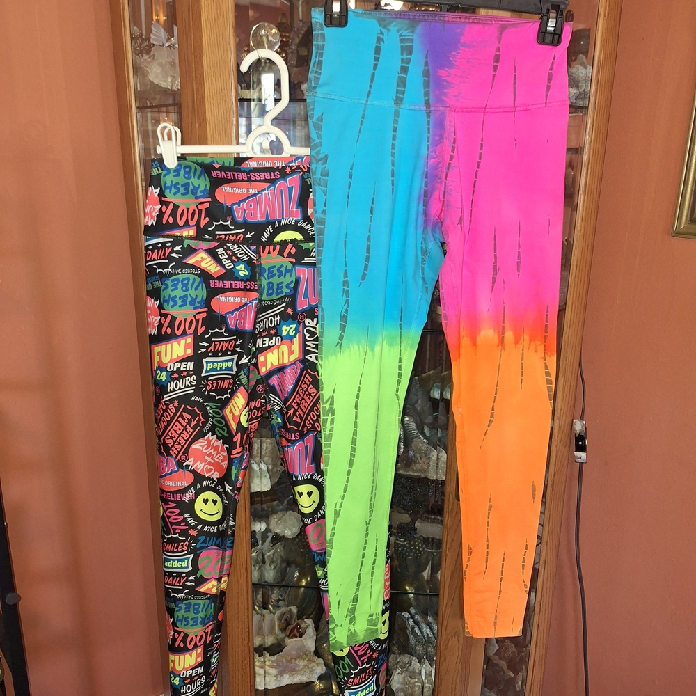 Zumba Fitness Kids Neon Graphic Leggings - Pink, Orange, Blue, Green - Picture 6 of 16